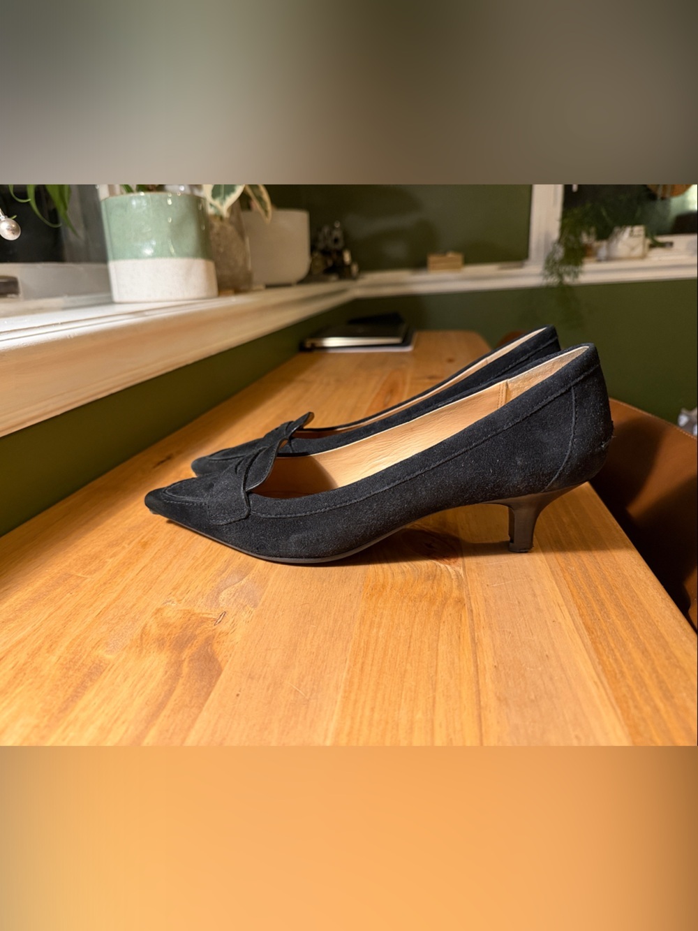 Coach Black Suede Pointed Toe Kitten Heel Loafers - Picture 5 of 5